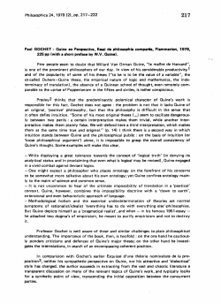 Paul GOCHET: Quina an Perspectiva, Essai de philosophia compa