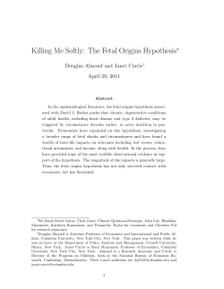 Killing Me Softly: The Fetal Origins Hypothesis
