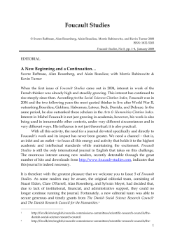 Foucault Studies - CBS Open Journals