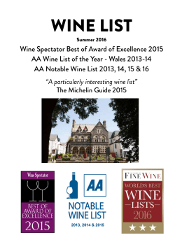 full list here. - Park House Restaurant