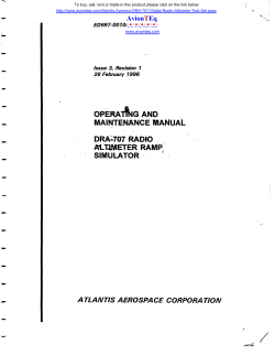 Atlantis Avionics DRA-707 Altimeter Test Set Operation Manual