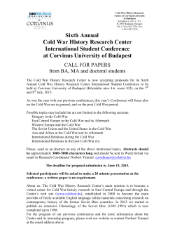 Third Annual Cold War History Research