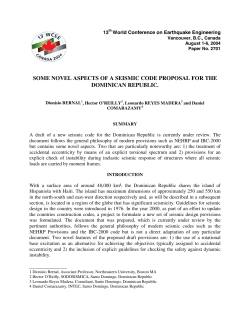 Some Novel Aspects of a Seismic Code Proposal for the Dominican