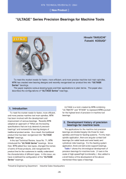 "ULTAGE" Series Precision Bearings for Machine Tools