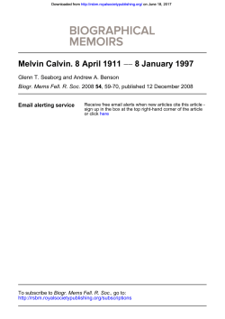 Melvin Calvin. 8 April 1911 - Biographical Memoirs of Fellows of the