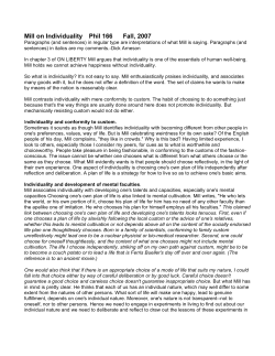 Mill on Individuality Phil 166 Fall, 2007