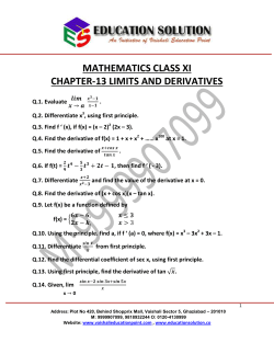 chapter - 13 "limits and derivatives"