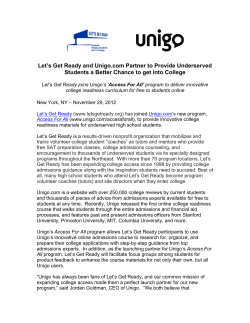 Let`s Get Ready and Unigo.com Partner to Provide Underserved