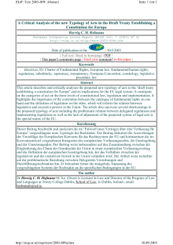 A Critical Analysis of the new Typology of Acts in the