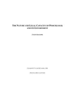 the nature and legal capacity of pimicikamak and its government