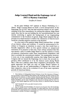 Judge Learned Hand and the Espionage Act of 1917