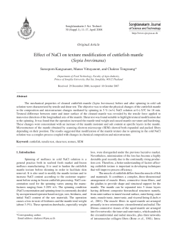 Effect of NaCl on texture modification of cuttlefish mantle (Sepia