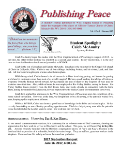 February 2017 Publishing Peace - West Virginia School of Preaching