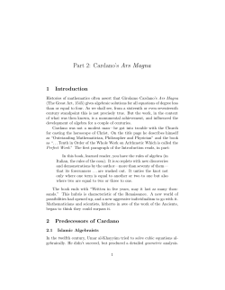 Part 2: Cardano`s Ars Magna