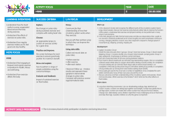 Health, Fitness and Wellbeing Lesson Plan