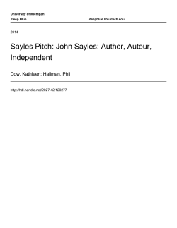 Sayles Pitch: John Sayles: Author, Auteur, Independent