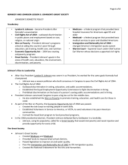 Page 1 of 2 KENNEDY AND JOHNSON LESSON 3: JOHNSON`S
