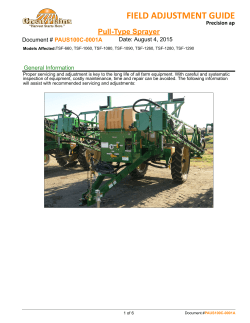 Front Fold Boom Sprayer Field Adjustment Guide