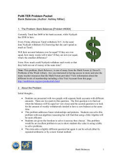Bank Balances - The Math Forum @ Drexel