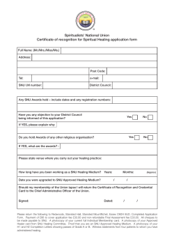 Healing CSNU Application - Spiritualists` National Union