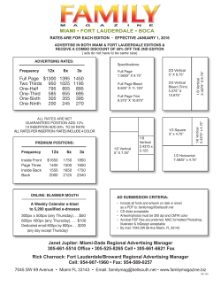 Full Page $1300 1395 1450 Two Thirds 950 1025 1195 One