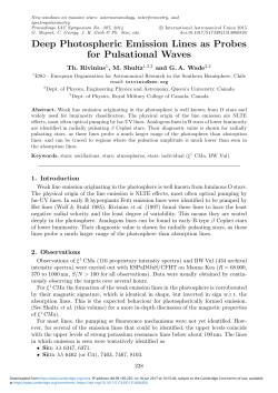Deep Photospheric Emission Lines as Probes for Pulsational Waves
