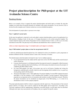 Project plan/description for PhD-project at the UiT Avalanche