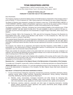 Postal Ballot Notice