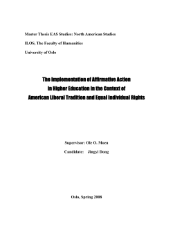 The Implementation of Affirmative Action in Higher Education