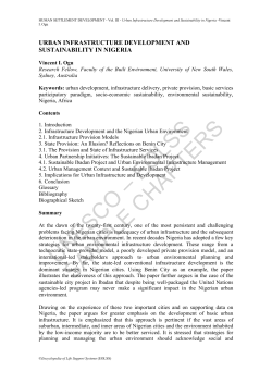 Urban Infrastructure Development and Sustainability in