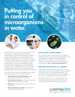 Putting you in control of microorganisms in water.