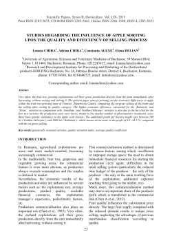 STUDIES REGARDING THE INFLUENCE OF APPLE SORTING