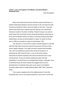 Labour, Land, and Capital in Pre-Modern and Early-Modern