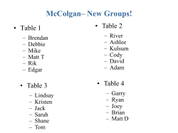 McColgan&ndash; New Groups!