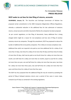 SECP seeks to cut fees for late filing of returns, accounts