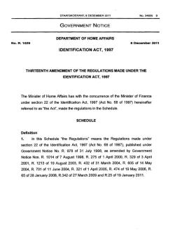 Identification Act: Regulations: 13th Amendment