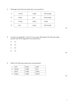 1. Which one of the following includes three vector quantities? A