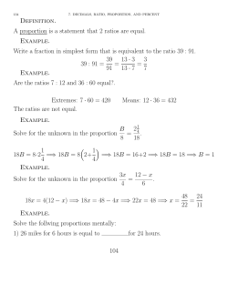 Definition. A proportion is a statement that 2 ratios are equal