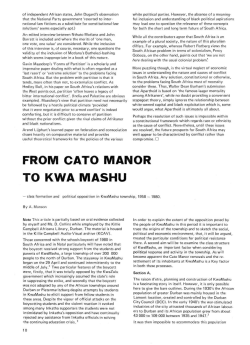 FROM CATO MANOR TO KWA MASHU