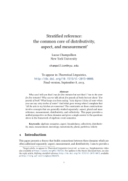 Stratified reference: the common core of distributivity, aspect