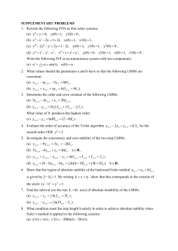 SUPPLEMENTARY PROBLEMS 1. Rewrite the following IVPs as