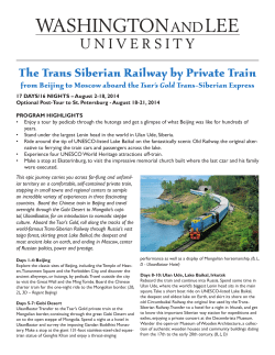 The Trans Siberian Railway by Private Train