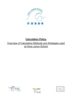 Calculation Policy Overview of Calculation Methods and Strategies