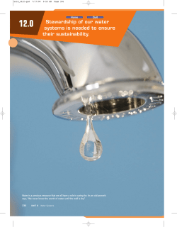 12.0 Stewardship of our water systems is needed to ensure