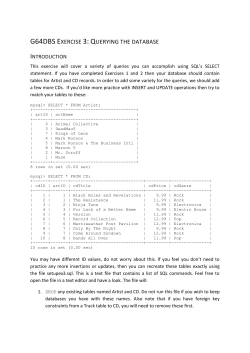 G64DBS EXERCISE 3: QUERYING THE DATABASE