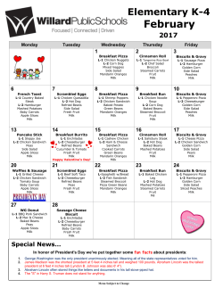 February 2017 Elementary Menu