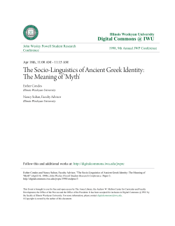 The Socio-Linguistics of Ancient Greek Identity: The Meaning of `Myth`