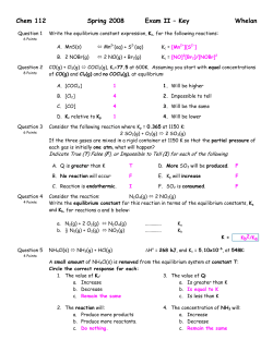 Chem 112 Spring 2008 Exam II &ndash; Key Whelan