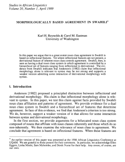 I. Introduction - Studies in African Linguistics