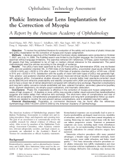 Phakic Intraocular Lens Implantation for the Correction of Myopia